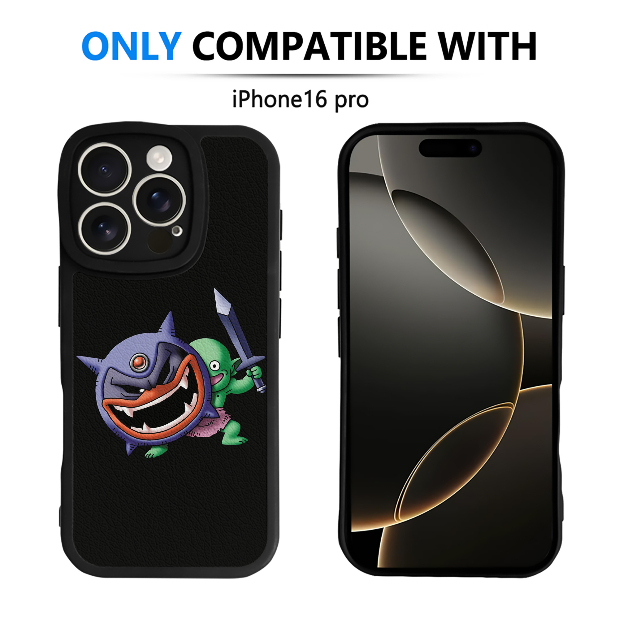 （画像用） ドラゴンクエスト Doragon Kuesuto Dragon Quest 【iPhone 16シリーズ対応】シリコンスマホケース（レザー調） 材質：シリコン